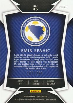 2015-16 Panini Select - Blue Prizm #45 Emir Spahic Back
