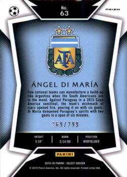 2015-16 Panini Select - Blue Prizm #63 Angel Di Maria Back