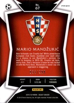 2015-16 Panini Select - Blue Prizm #67 Mario Mandzukic Back