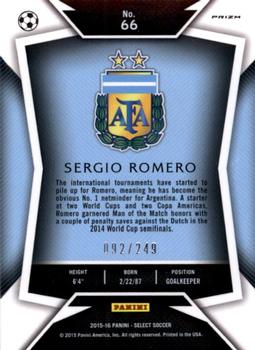 2015-16 Panini Select - Camo Prizm #66 Sergio Romero Back