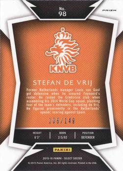 2015-16 Panini Select - Orange Prizm #98 Stefan de Vrij Back