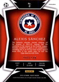 2015-16 Panini Select - Orange Prizm #2 Alexis Sanchez Back