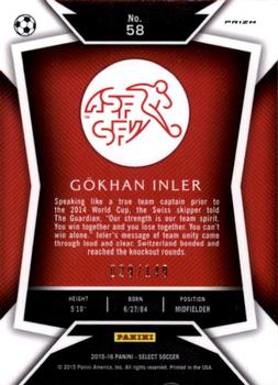 2015-16 Panini Select - Orange Prizm #58 Gokhan Inler Back