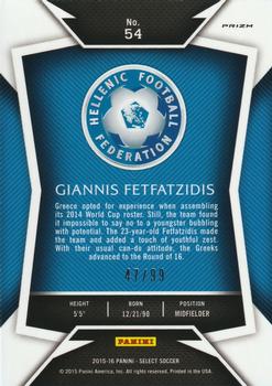 2015-16 Panini Select - Purple Prizm #54 Giannis Fetfatzidis Back