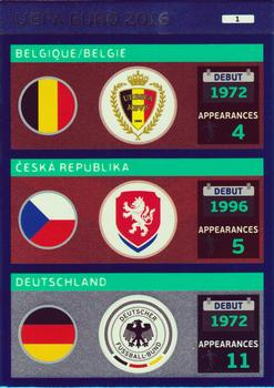 2016 Panini Adrenalyn XL UEFA Euro #1 Belgique / Ceska Republika / Deutschland Front