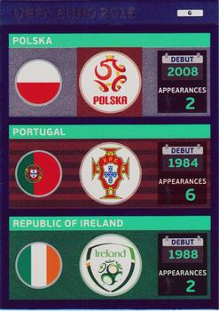2016 Panini Adrenalyn XL UEFA Euro #6 Polska / Portugal / Republic of Ireland Front