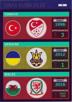2016 Panini Adrenalyn XL UEFA Euro #9 Turkiye / Ukraine / Wales Front
