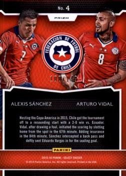 2015-16 Panini Select - Dynamic Duos Orange Prizm #DD-4 Alexis Sanchez / Arturo Vidal Back
