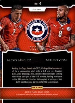 2015-16 Panini Select - Dynamic Duos Red Prizm #DD-4 Alexis Sanchez / Arturo Vidal Back