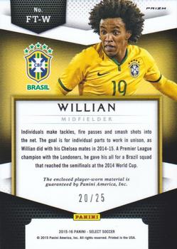 2015-16 Panini Select - First Team Swatches Prime Purple Prizm #FT-W Willian Back
