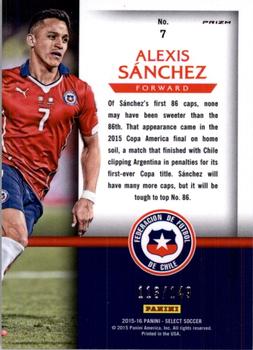 2015-16 Panini Select - National Pride Orange Prizm #7 Alexis Sanchez Back