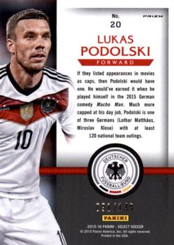 2015-16 Panini Select - National Pride Orange Prizm #20 Lukas Podolski Back