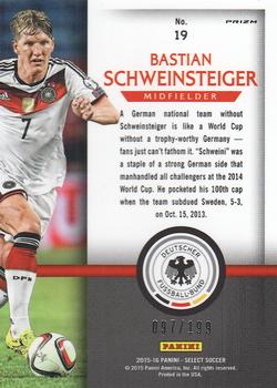2015-16 Panini Select - National Pride Red Prizm #19 Bastian Schweinsteiger Back