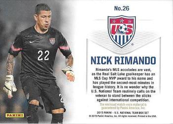 2015 Panini U.S. National Team - USA Memorabilia #26 Nick Rimando Back