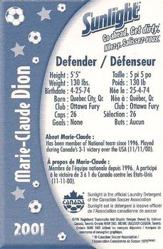 2001 Sunlight Soccer Canada #NNO Marie-Claude Dion Back