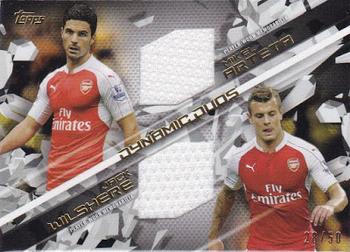 2015 Topps Premier Gold - Dynamic Duo Relics #DD-AW Mikel Arteta / Jack Wilshere Front