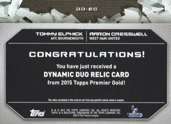2015 Topps Premier Gold - Dynamic Duo Relics #DD-EC Tommy Elphick / Aaron Cresswell Back