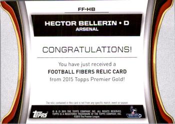 2015 Topps Premier Gold - Football Fibers Relics Green #FF-HB Hector Bellerin Back