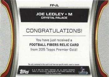 2015 Topps Premier Gold - Football Fibers Relics Jumbo Premier Gold #FF-JL Joe Ledley Back