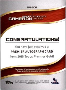 2015 Topps Premier Gold - Premier Autographs Premier Gold #PA-GCA Geoff Cameron Back