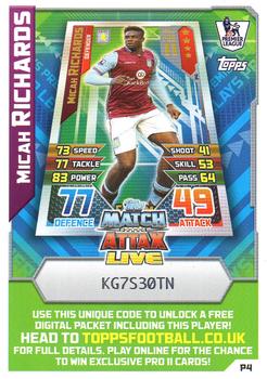2015-16 Topps Match Attax Premier League - Pro 11 Code Cards #P4 Micah Richards Front