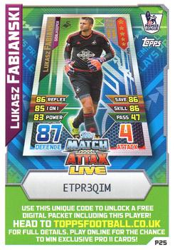 2015-16 Topps Match Attax Premier League - Pro 11 Code Cards #P25 Lukasz Fabianski Front