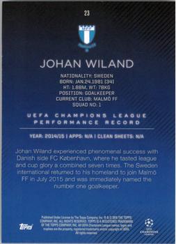 2015-16 Topps UEFA Champions League Showcase - Green #23 Johan Wiland Back