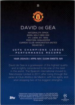 2015-16 Topps UEFA Champions League Showcase - Green #35 David de Gea Back