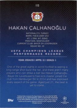 2015-16 Topps UEFA Champions League Showcase - Green #113 Hakan Calhanoglu Back