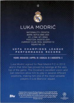 2015-16 Topps UEFA Champions League Showcase - Gold #12 Luka Modric Back