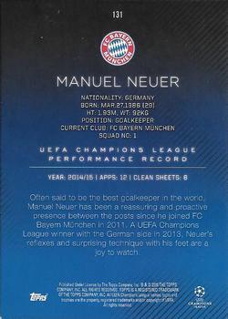 2015-16 Topps UEFA Champions League Showcase - Red #131 Manuel Neuer Back