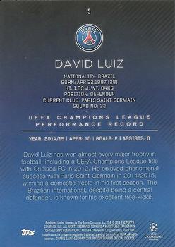 2015-16 Topps UEFA Champions League Showcase - Black #5 David Luiz Back