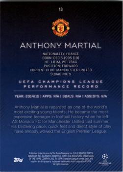 2015-16 Topps UEFA Champions League Showcase - Black #40 Anthony Martial Back