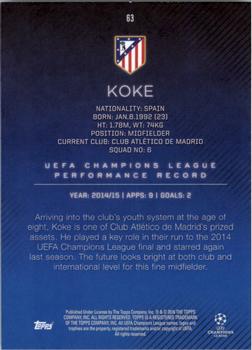 2015-16 Topps UEFA Champions League Showcase - Black #63 Koke Back