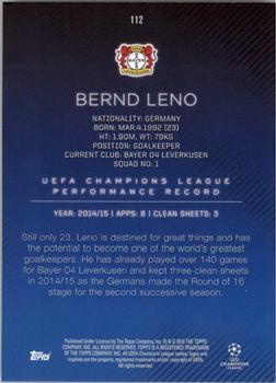 2015-16 Topps UEFA Champions League Showcase - Black #112 Bernd Leno Back