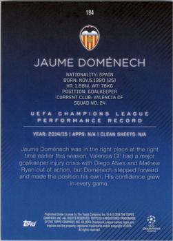 2015-16 Topps UEFA Champions League Showcase - Black #194 Jaume Domenech Back
