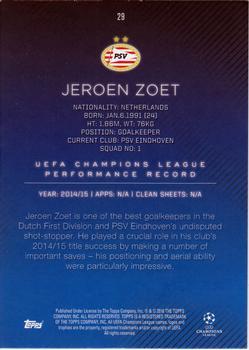2015-16 Topps UEFA Champions League Showcase - Champions #29 Jeroen Zoet Back