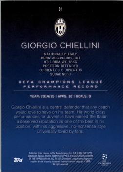 2015-16 Topps UEFA Champions League Showcase - Champions #81 Giorgio Chiellini Back