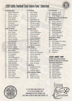 1999 Futera Celtic Fans' Selection - Foil #99 Checklist Back