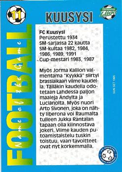 1995 SunSet Finland Veikkausliiga #11 FC Kuusysi Back