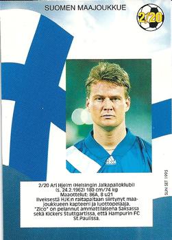 1995 SunSet Finland Veikkausliiga - Maajoukkue #2 Ari Hjelm Back