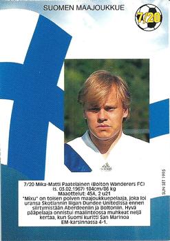 1995 SunSet Finland Veikkausliiga - Maajoukkue #7 Mika-Matti Paatelainen Back