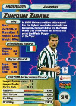 1998-99 Merlin Serie A 99 #24 Zinedine Zidane Back