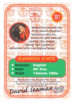 1997-98 Futera Arsenal Fans' Selection - Special Edition Embossed #SE1 David Seaman Back