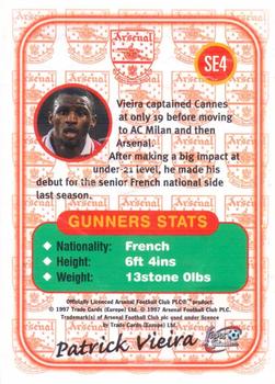 1997-98 Futera Arsenal Fans' Selection - Special Edition Embossed #SE4 Patrick Vieira Back