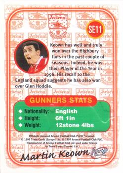 1997-98 Futera Arsenal Fans' Selection - Special Edition Embossed #SE11 Martin Keown Back