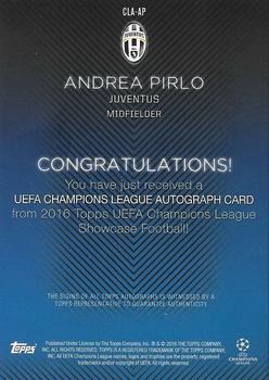 2015-16 Topps UEFA Champions League Showcase - Autographs #CLA-AP Andrea Pirlo Back