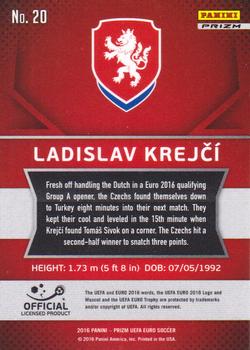 2016 Panini Prizm UEFA Euro - Silver Prizms #20 Ladislav Krejci Back