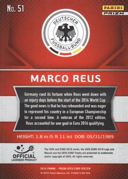 2016 Panini Prizm UEFA Euro - Silver Prizms #51 Marco Reus Back