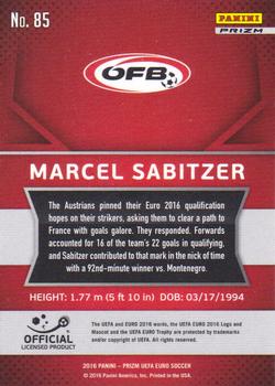 2016 Panini Prizm UEFA Euro - Silver Prizms #85 Marcel Sabitzer Back